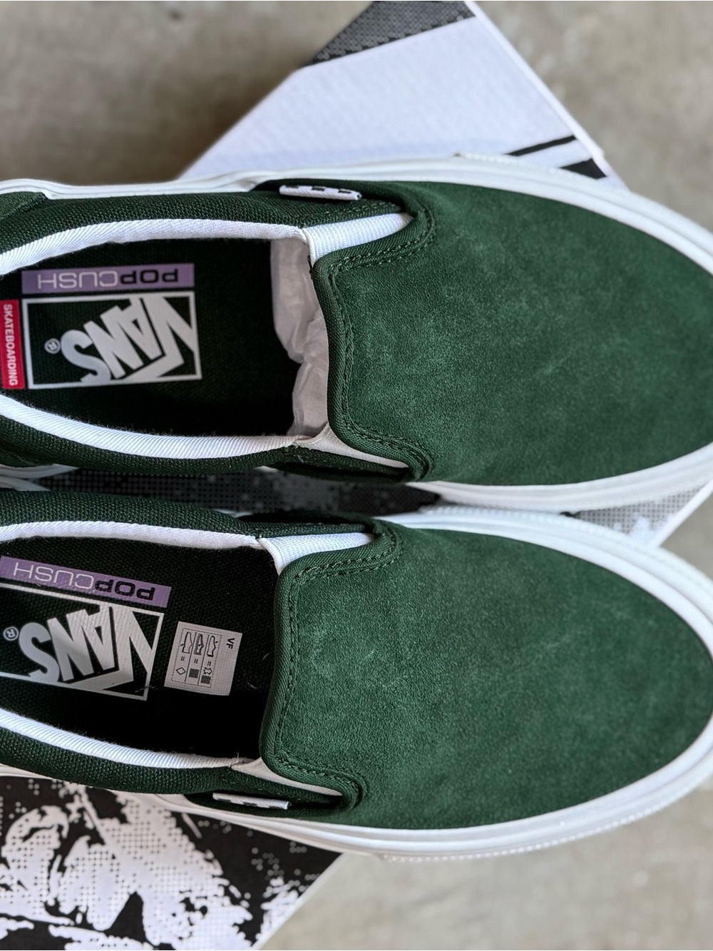Men’s Vans Slip-On PopCush Suede Skate Shoes - Forest Green